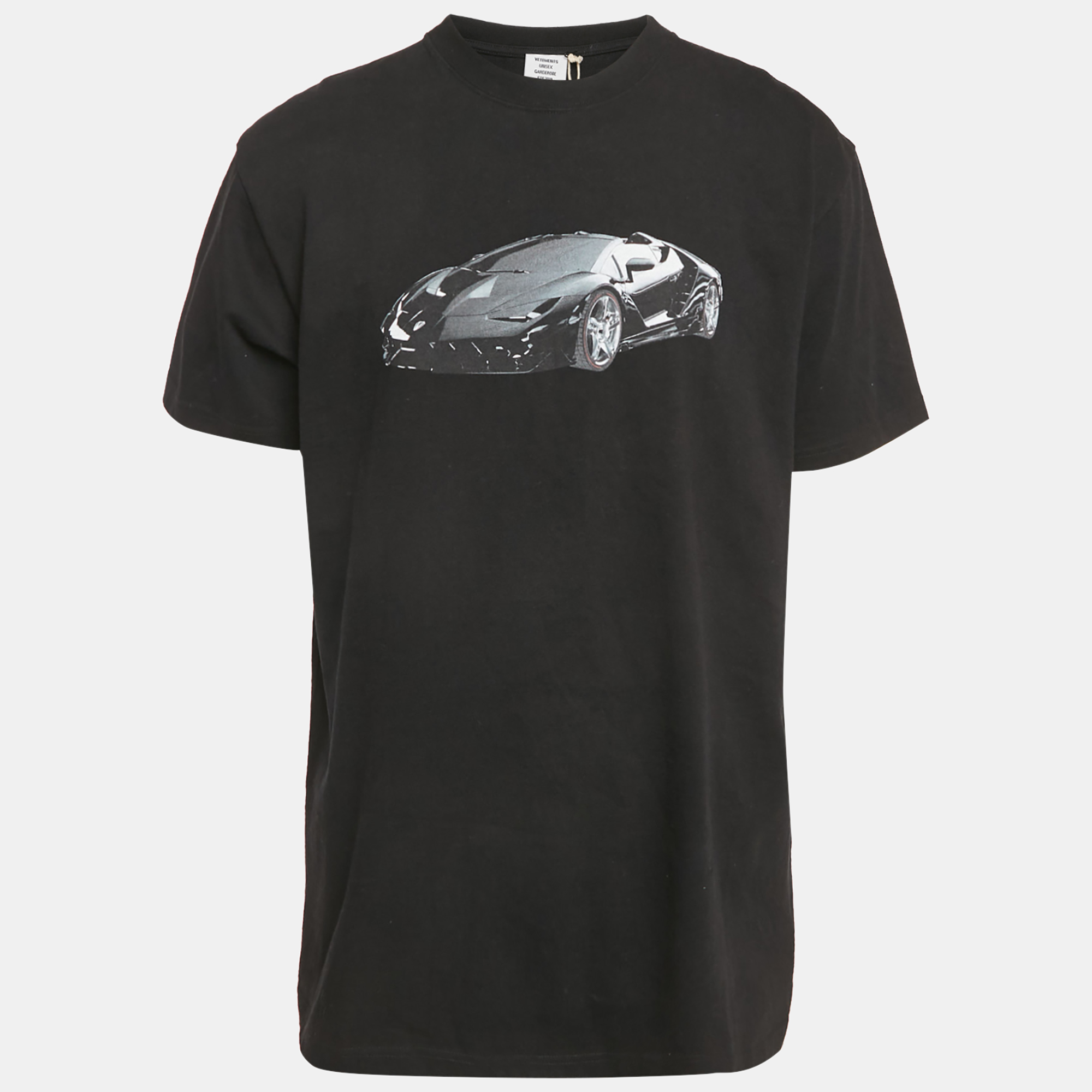 Vetements Black Super Car Print Cotton Crew Neck Oversized T-Shirt S, Shirts & Tops - Luxury Closet