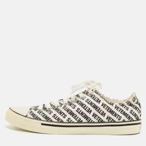 Vetements White/Black Logo Print Canvas Low Top Sneakers Size 41, Shoes - Luxury Closet