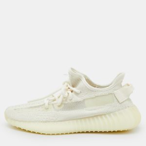 Yeezy x Adidas White Knit Fabric Boost 350 V2 Bone Sneakers Size 38 2/3, Shoes - Luxury Closet