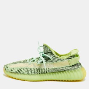 Yeezy x Adidas Boost 350 V2 Yeezreel (Non Reflective) Size 46 2/3 Neon Green Knit Fabric Sneakers, Shoes - Luxury Closet