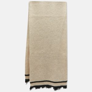 Zadig & Voltaire Beige Rib Knit Wool Blend Lisa Muffler, Scarves & Shawls - Luxury Closet