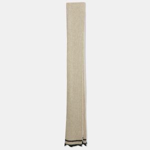 Zadig & Voltaire Beige Rib Knit Wool Blend Lisa Muffler, Scarves & Shawls - Luxury Closet
