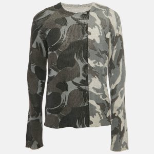 Zadig & Voltaire Grey Camouflage Print Cashmere Kennedy Bis Sweater L, Shirts & Tops - Luxury Closet