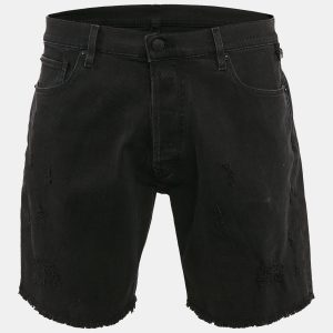 Zadig & Voltaire Black Distressed Denim Raw Edge Detail Shorts XL Waist 35", Clothing - Luxury Closet