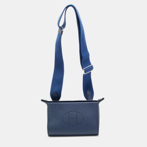 Hermes Videpoches Bleu Navy Togo Leather Shoulder Bag, Messenger Bags - Luxury Closet
