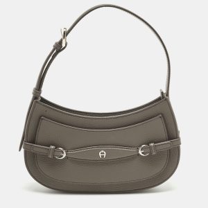 Aigner Cavallo Mini Dark Grey Leather Shoulder Bag, Shoulder Bags - Luxury Closet