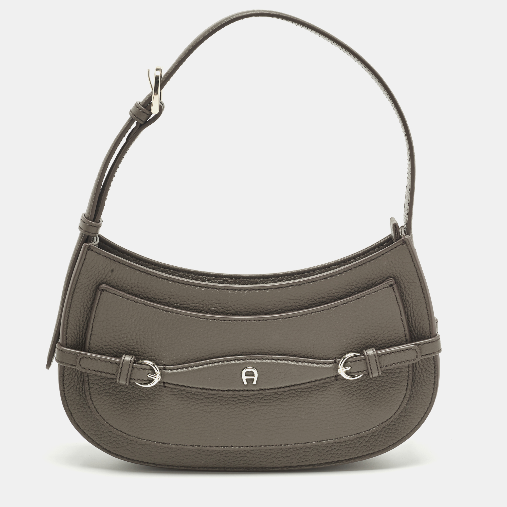 Aigner Cavallo Mini Dark Grey Leather Shoulder Bag, Shoulder Bags - Luxury Closet