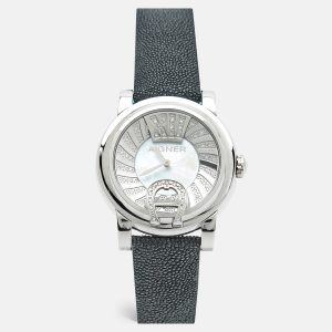 Aigner Bari Donna A37209 Mother Of Pearl Diamond Stainless Steel Stingray Leather Women's Wristwatch 42 mm, Watches - Luxury Closet