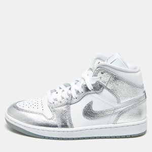Air Jordans Jordan 1 SE Metallic Size 40.5 Silver/White Leather Mid Top Sneakers, Athletic Shoes & Sneakers - Luxury Closet