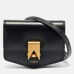 Alaia Le Papa Mini Black Leather Shoulder Bag, Shoulder Bags - Luxury Closet
