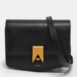 Alaia Le Papa Small Black Leather Shoulder Bag, Shoulder Bags - Luxury Closet