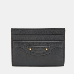 Balenciaga Neo Classic Black Leather Card Holder, Wallets & Money Clips - Luxury Closet