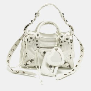 Balenciaga Neo Cagole XS White Leather Tote, Tote Handbags - Luxury Closet
