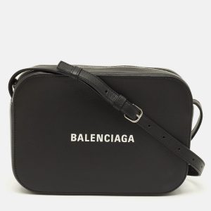 Balenciaga Everyday Small Black Leather Camera Shoulder Bag, Shoulder Bags - Luxury Closet