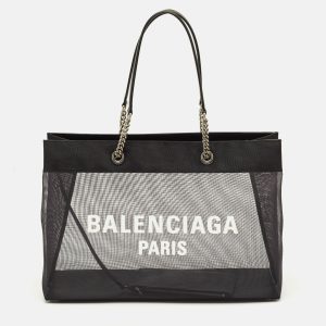 Balenciaga Duty Free Large Black Mesh Nylon Tote, Tote Handbags - Luxury Closet