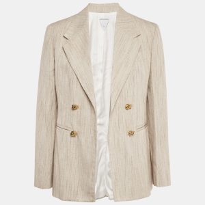 Bottega Veneta Beige Viscose Knot Double Breasted Blazer S, Coats & Jackets - Luxury Closet