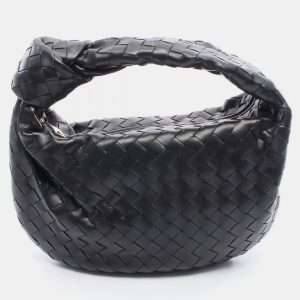 Bottega Veneta Teen Jodie Black Leather Handbag, Shoulder Bags - Luxury Closet