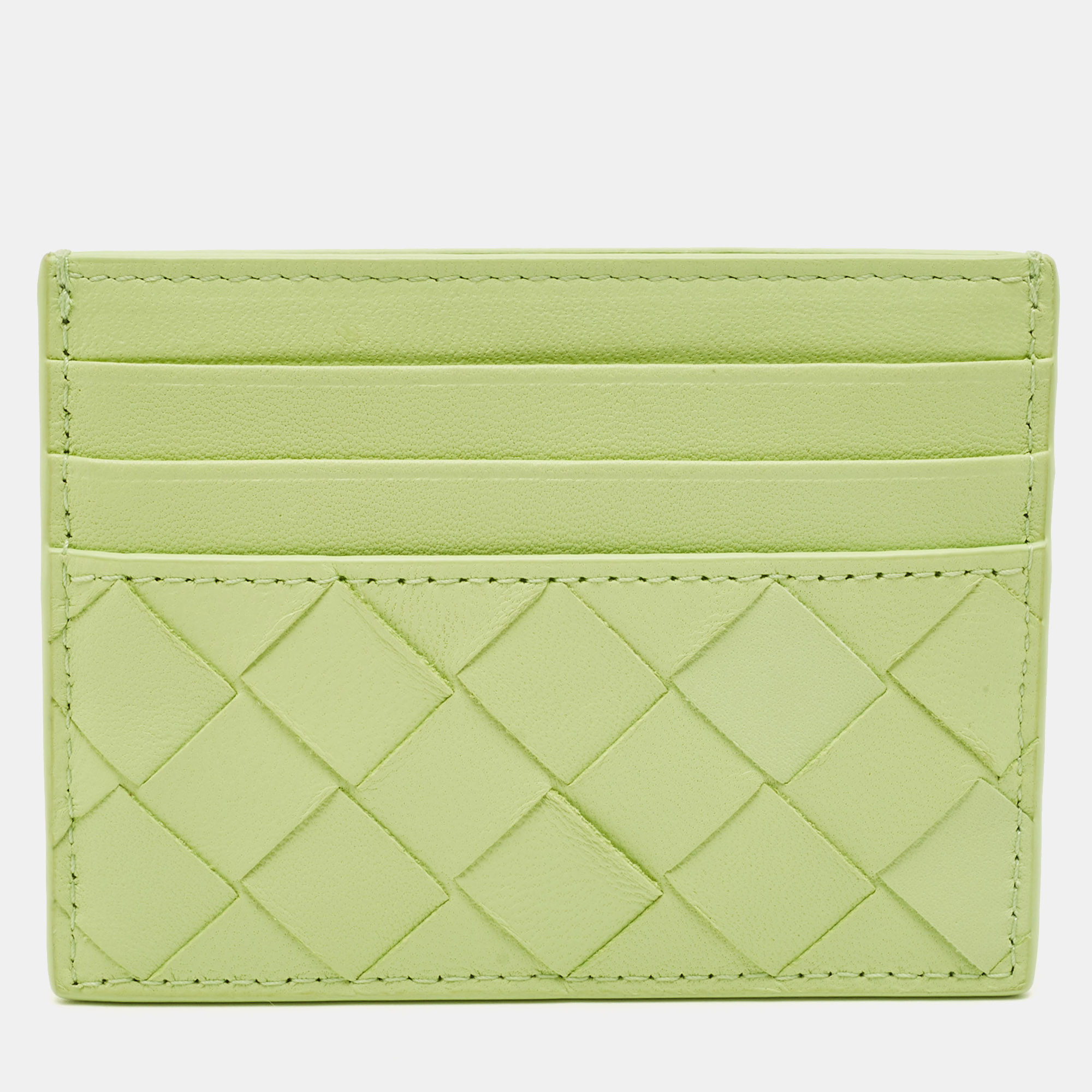Bottega Veneta Light Green Intrecciato Leather Card Holder, Wallets & Money Clips - Luxury Closet
