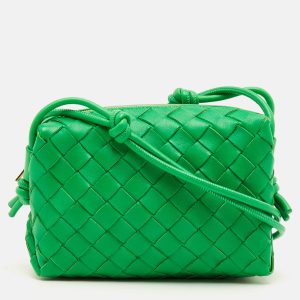 Bottega Veneta Loop Mini Green Leather Crossbody Bag, Handbags - Luxury Closet