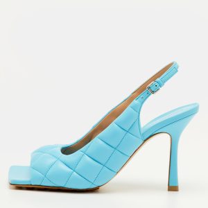 Bottega Veneta Padded Size 37 Blue Quilted Leather Slingback Sandals, Sandals - Luxury Closet