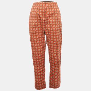Burberry Bright Red Cotton Archive Print Pat Hanover Cigarette Pants M, Clothing - Luxury Closet