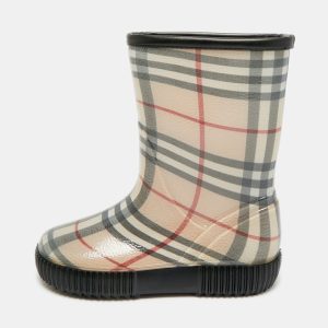 Burberry Salamanc2 Size 34 Beige House Check Rubber Rain Boots, Boots - Luxury Closet