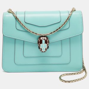 Bvlgari Serpenti Forever Small Seafoam Green Leather Shoulder Bag, Shoulder Bags - Luxury Closet