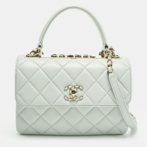 Chanel Trendy CC Small Mint Green Quilted Leather Top Handle Bag, Satchels - Luxury Closet