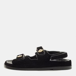 Chanel Dad Size 39.5 Black Wool Flat Sandals, Sandals - Luxury Closet