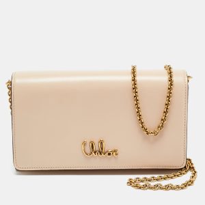 Chloe Cement Pink Leather Flap Wallet On Chain, Wallets & Money Clips - Luxury Closet