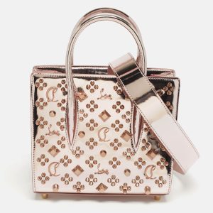 Christian Louboutin Paloma Spike Metallic Pink Patent Leather Tote, Tote Handbags - Luxury Closet