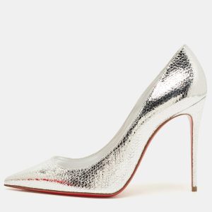 Christian Louboutin So Kate Size 38 Silver Leather Pumps, Pumps - Luxury Closet