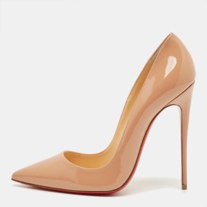 Christian Louboutin So Kate Size 38 Beige Patent Leather Pumps, Pumps - Luxury Closet