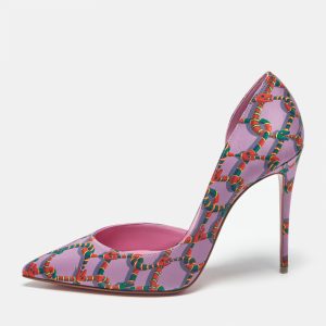 Christian Louboutin Iriza Size 38 Purple Snake Print Satin Pumps, Pumps - Luxury Closet