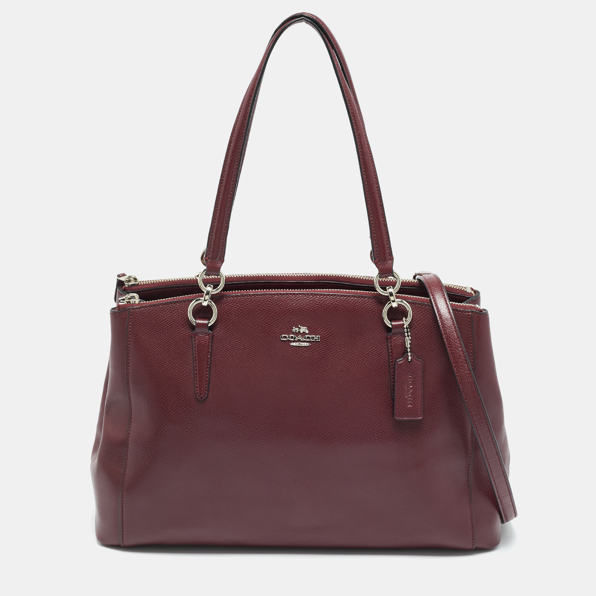 Coach Christie Carryall Large Burgundy Leather Satchel, Satchels - Luxury Closet