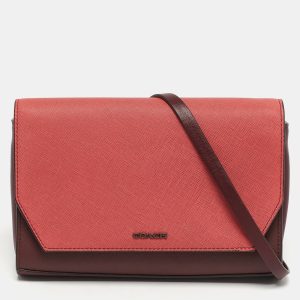 Coach Burgundy/Peach Pink Saffiano Leather Crossbody Bag, Handbags - Luxury Closet