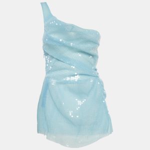 Cultnaked Blue Sequin Ruche Moon Dress M, Dresses - Luxury Closet