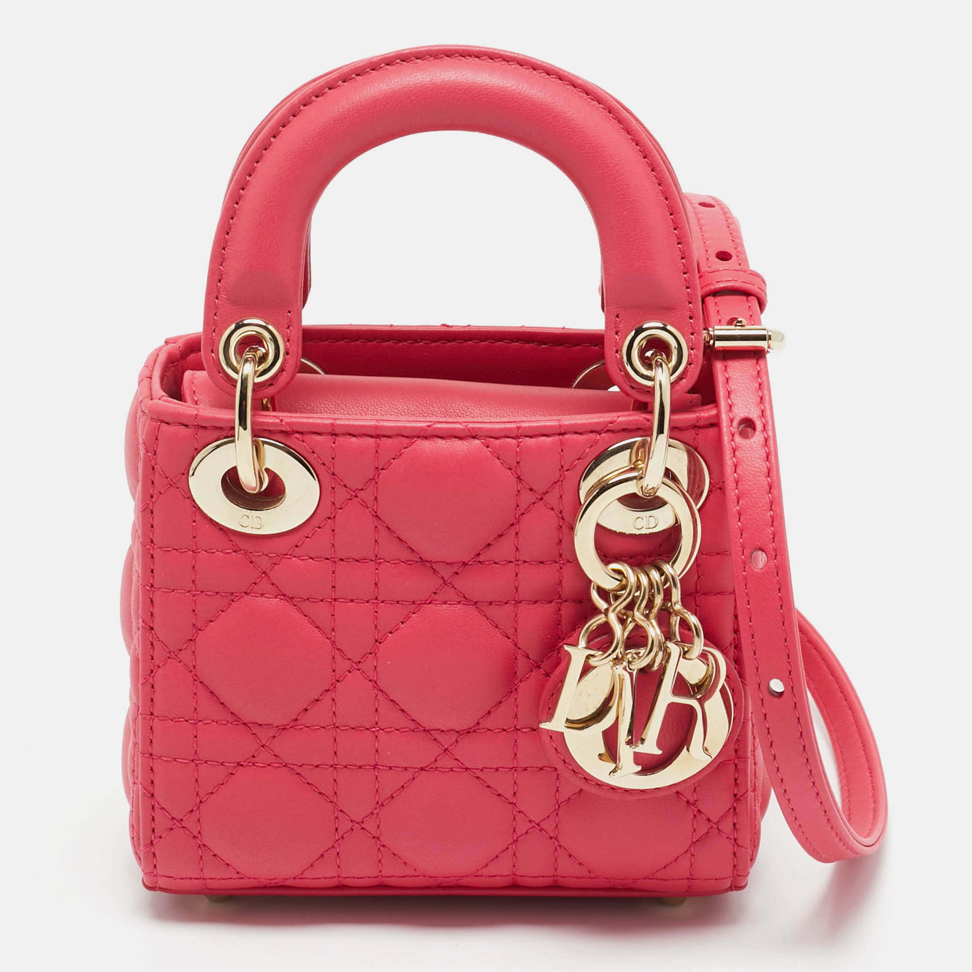 Dior Pink Cannage Leather Micro Lady Dior Tote, Tote Handbags - Luxury Closet