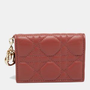 Dior Lady Dior Bloom Dusty Pink Leather Flap Card Holder, Wallets & Money Clips - Luxury Closet