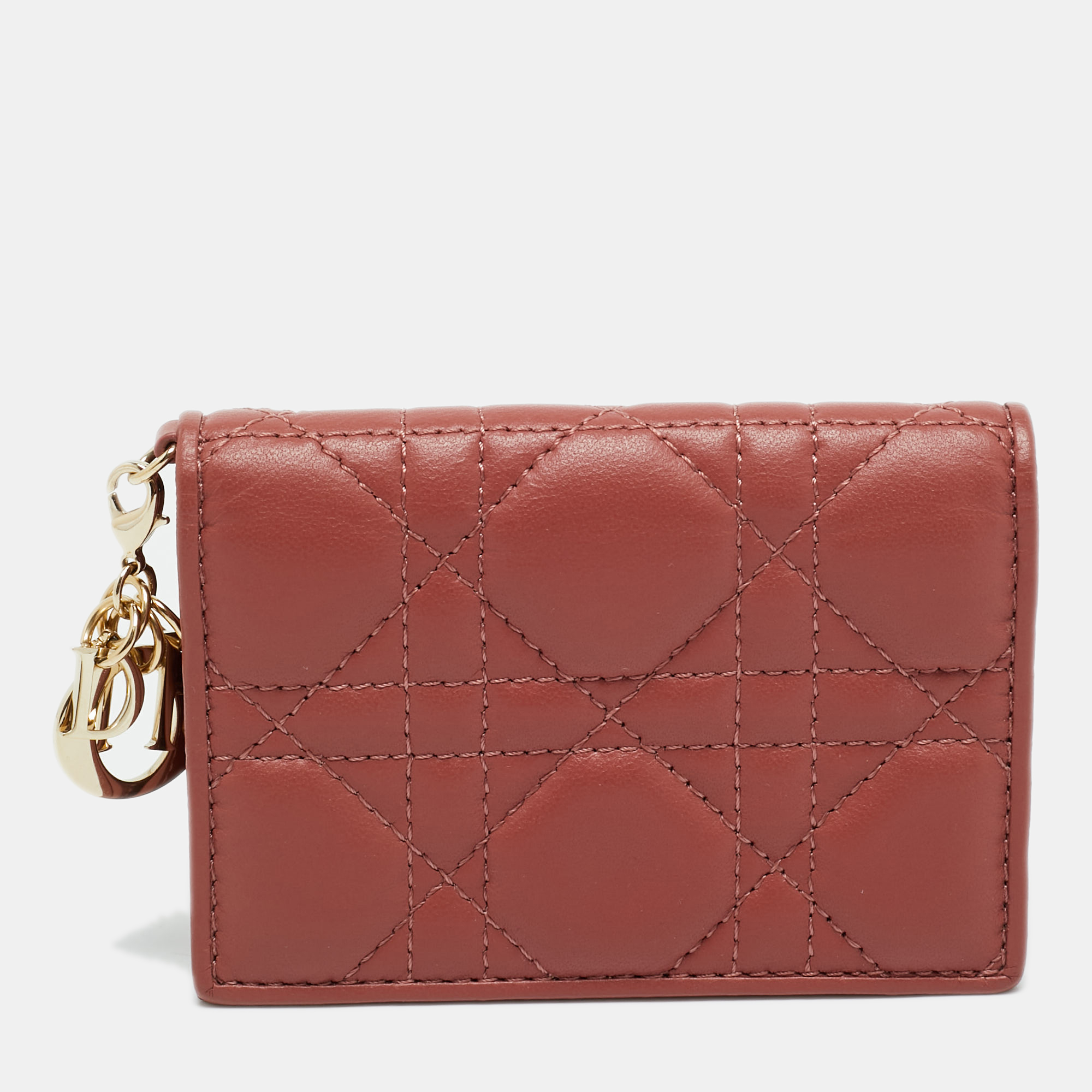 Dior Lady Dior Bloom Dusty Pink Leather Flap Card Holder, Wallets & Money Clips - Luxury Closet