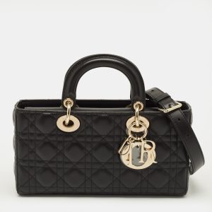 Dior Lady D-Joy Medium Black Cannage Leather Tote, Tote Handbags - Luxury Closet
