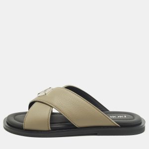 Dior Alias Size 38 Grey Leather Flat Sandals, Sandals - Luxury Closet