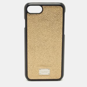 Dolce & Gabbana Gold Leather iPhone 7 Case, Mobile Phone Cases - Luxury Closet