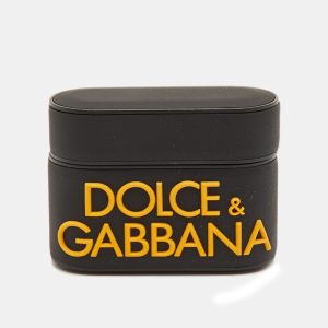 Dolce & Gabbana Logo Black/Yellow Rubber AirPods Pro Case, Mobile Phone Cases - Luxury Closet