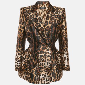 Dolce & Gabbana Brown Leopard Jacquard Structured Blazer XS, Coats & Jackets - Luxury Closet