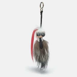 Fendi Karlito Bag Charm Multicolor Fur and Leather, Luggage Accessories - Luxury Closet