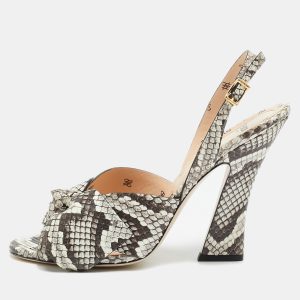 Fendi FFreedom Size 41 Beige Python Slingback Sandals, Sandals - Luxury Closet