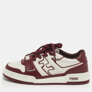Fendi Match Size 36 White/Burgundy Leather Low Top Sneakers, Athletic Shoes & Sneakers - Luxury Closet