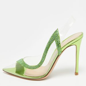 Gianvito Rossi Hortensia Size 37 Transparent/Green PVC and Suede Pumps, Pumps - Luxury Closet