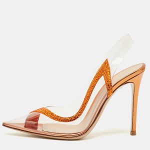 Gianvito Rossi Hortensia Size 39 Transparent/Orange PVC and Suede Pumps, Pumps - Luxury Closet
